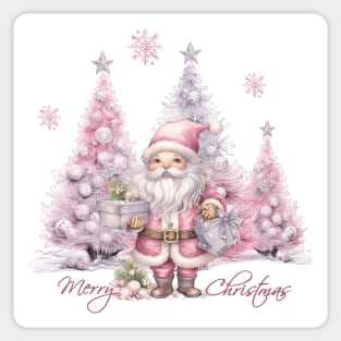 Pink Christmas With Santa Sticker